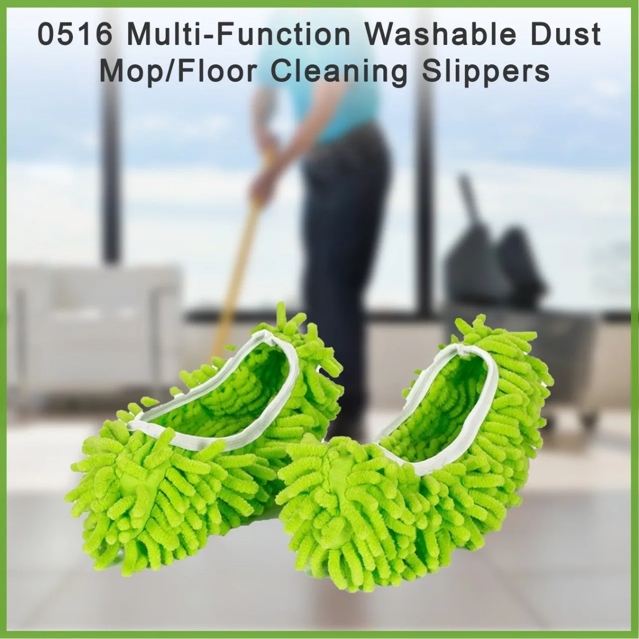 0516 Multi-Function Washable Dust Mop/Floor Cleaning Slippers