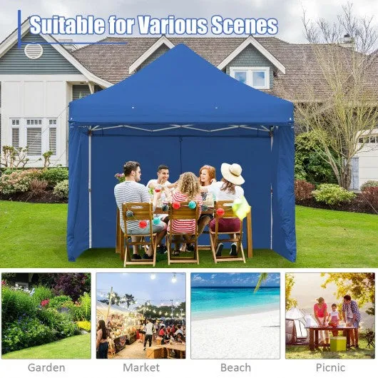 10x10ft Pop up Gazebo with 4 Height and Adjust Folding  Awning -300' Blue