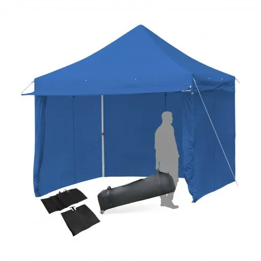 10x10ft Pop up Gazebo with 4 Height and Adjust Folding  Awning -300' Blue