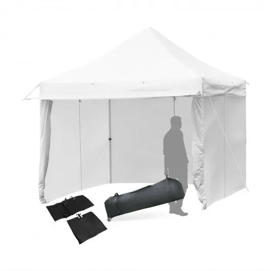 10x10ft Pop up Gazebo with 4 Height and Adjust Folding  Awning -White