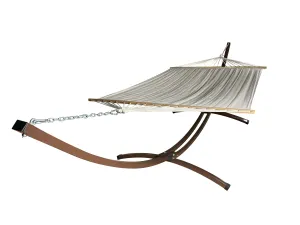 15 Ft. Indoor/Outdoor Brown Steel Arc Hammock Stand & Quilted Hammock Bed.