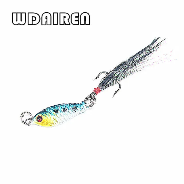 1Pcs Small Minnow 3.2cm 6gMetal Fishing Crankbait Lure 3d Eyes Baits Artificial Bait With Feather Fishing Tackle YR-263