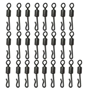 25Pcs/Lot Large Long Body Q-Shaped Black Color Quick Change Swivels For Carp Fishing Size 4# Fishing Terminal Tackle Accessory