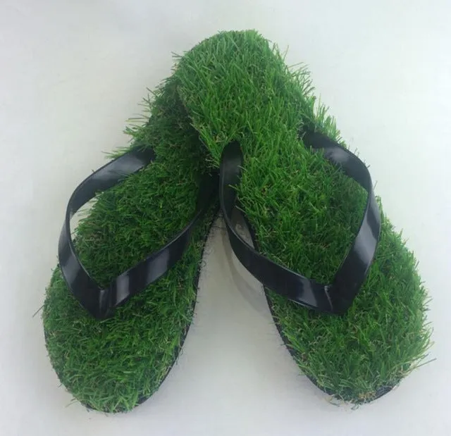 39 41 43 45 2017 wholesale man grass flip flops sandals slippers new thick bottom platform slope beach male Lawn grass slippers