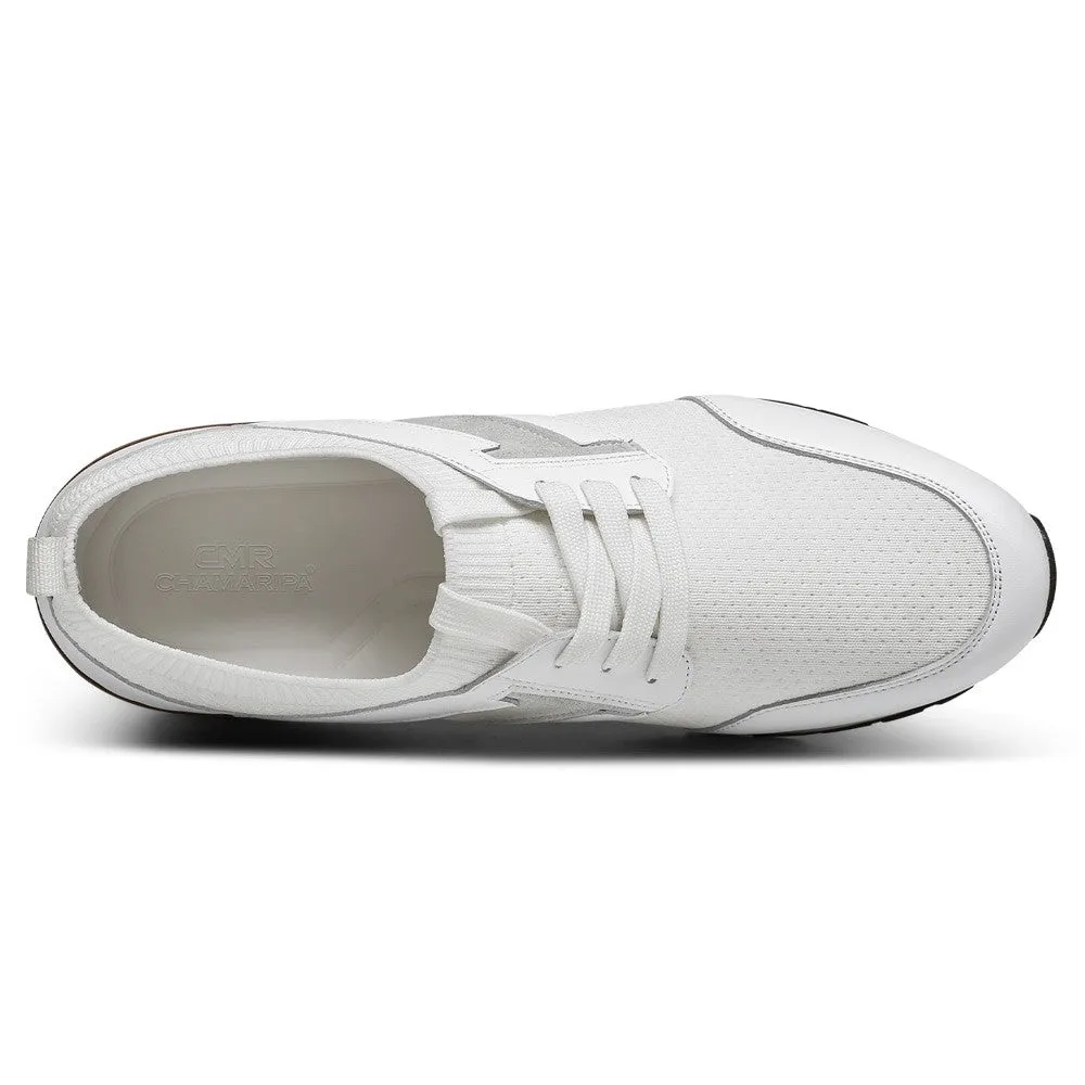 6 CM / 2.36 Inches CMR CHAMARIPA Elevator Sneakers - Men's White Leather Casual Shoes