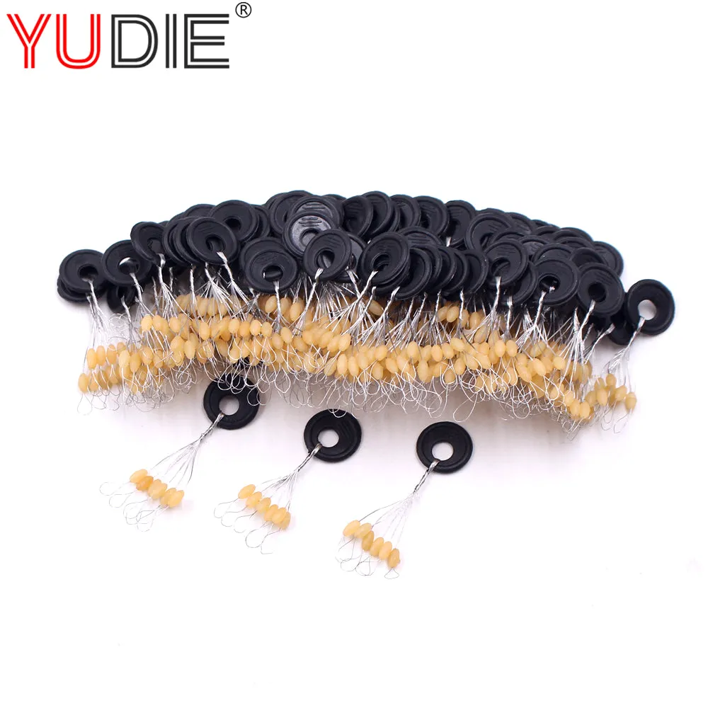 60PCS 10 Set Yellow High Quality Rubber Space Beans For Sea Carp Fly Fishing Spinner Bait Accessories Tool Fish Sport Tackle