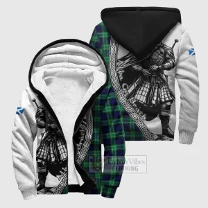 Abercrombie Tartan Clan Crest Sherpa Hoodie with Highlander Warrior Celtic Style