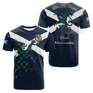 Abercrombie Tartan Lion Rampant Cotton T-shirt Proudly Display Your Heritage with Alba Gu Brath and Clan Name