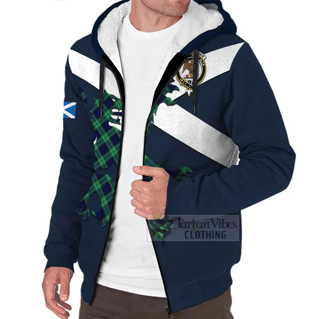 Abercrombie Tartan Lion Rampant Sherpa Hoodie  Proudly Display Your Heritage with Alba Gu Brath and Clan Name