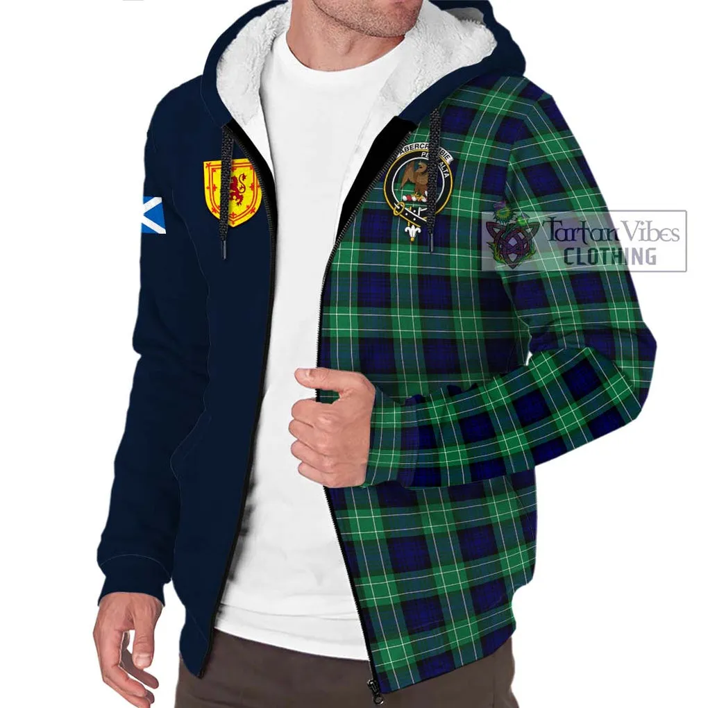 Abercrombie Tartan Sherpa Hoodie Alba with Scottish Lion Royal Arm Half Style