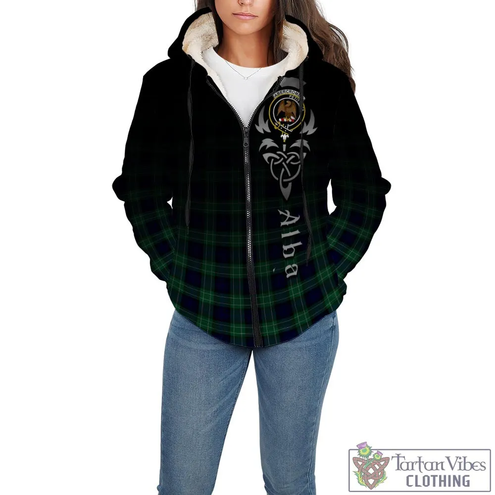 Abercrombie Tartan Sherpa Hoodie Featuring Alba Gu Brath Family Crest Celtic Inspired