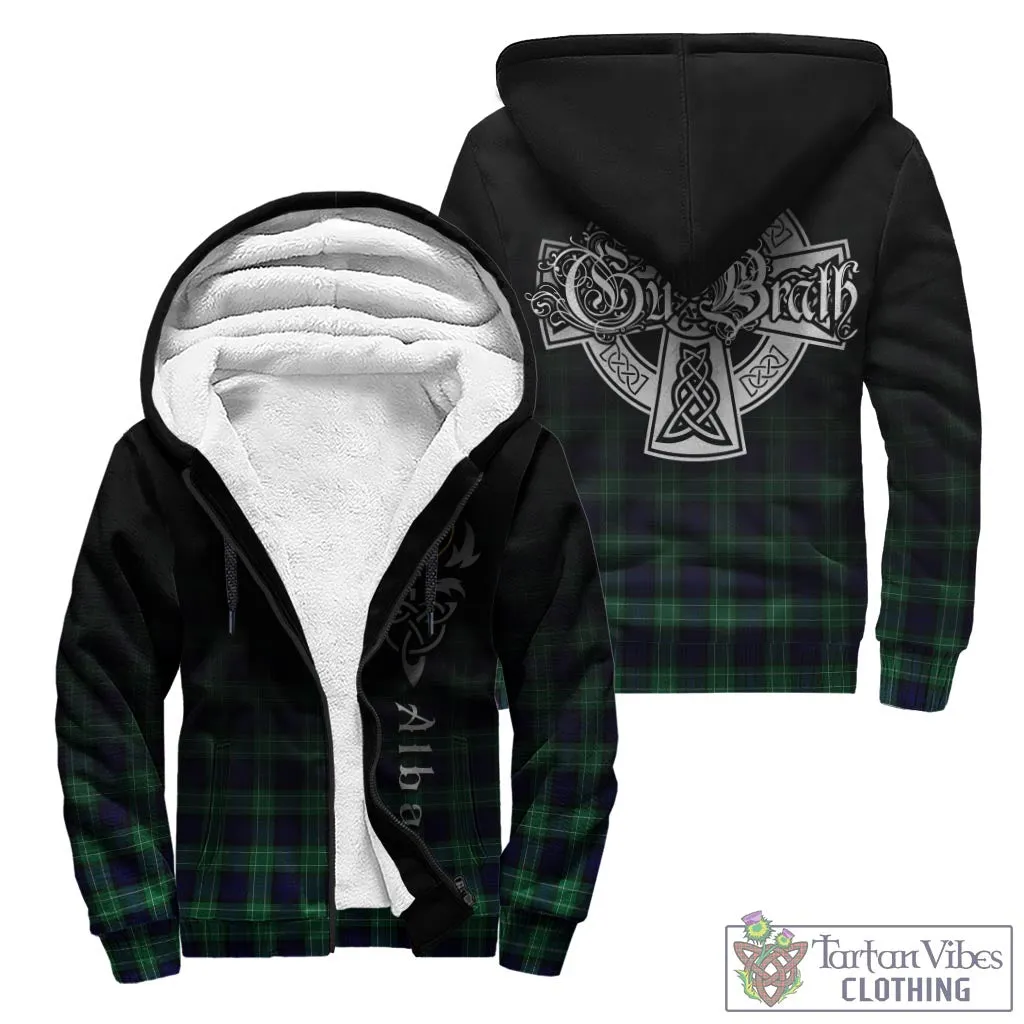 Abercrombie Tartan Sherpa Hoodie Featuring Alba Gu Brath Family Crest Celtic Inspired