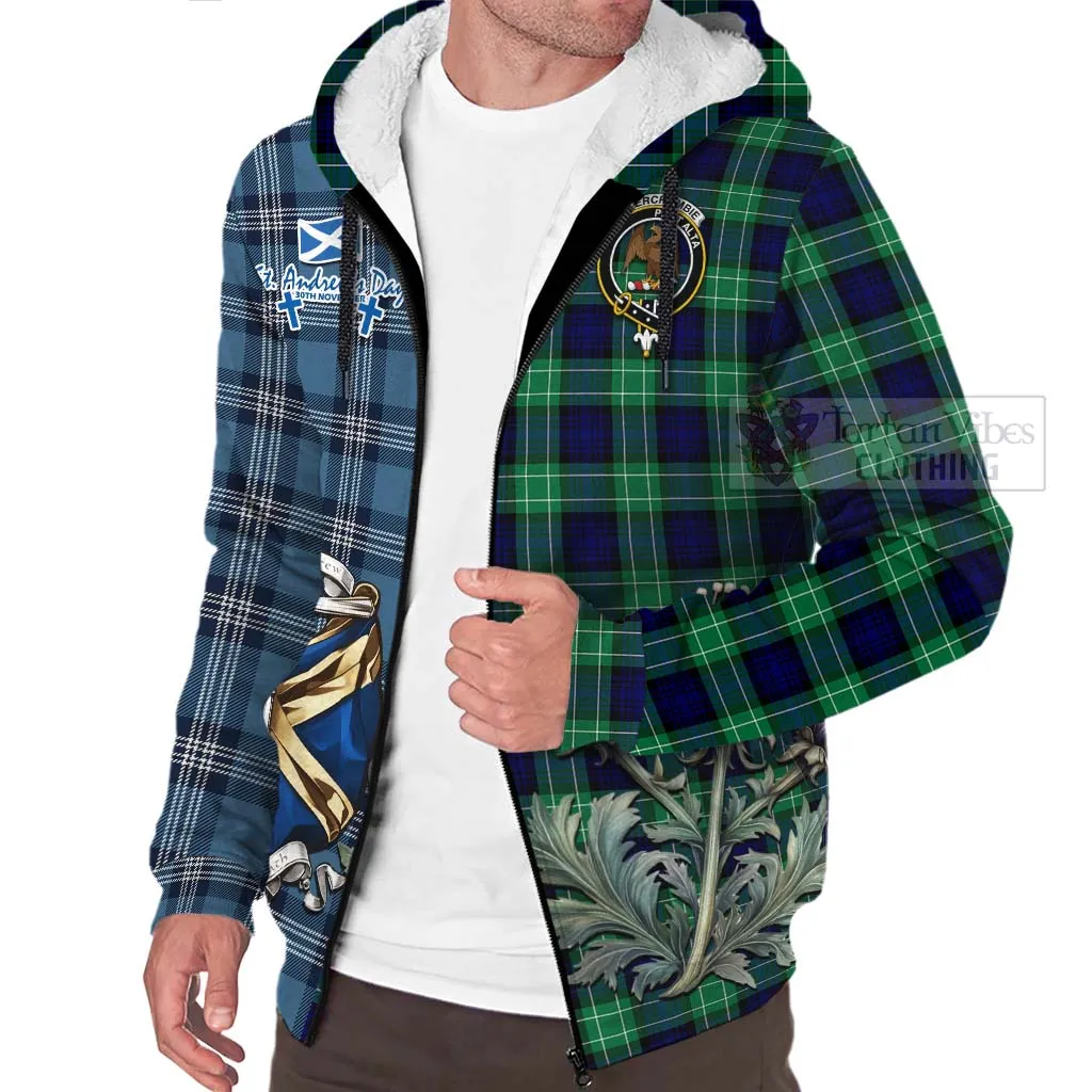 Abercrombie Tartan Sherpa Hoodie Happy St. Andrew's Day Half Tartan Style