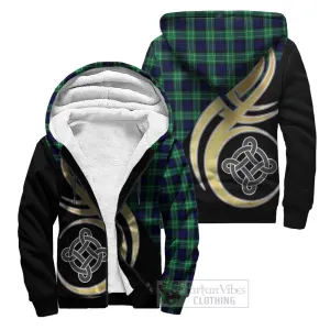 Abercrombie Tartan Sherpa Hoodie with Family Crest and Celtic Symbol Style