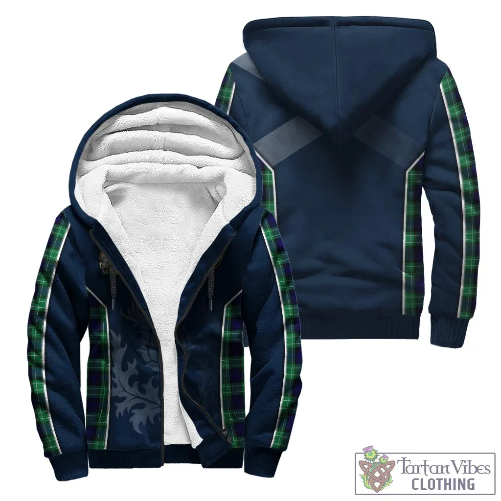 Abercrombie Tartan Sherpa Hoodie with Family Crest and Scottish Thistle Vibes Sport Style