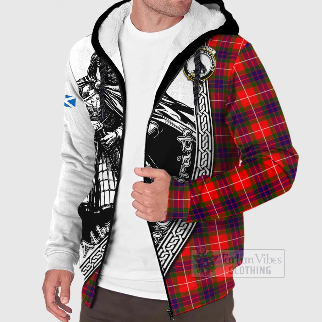 Abernethy Tartan Clan Crest Sherpa Hoodie with Highlander Warrior Celtic Style