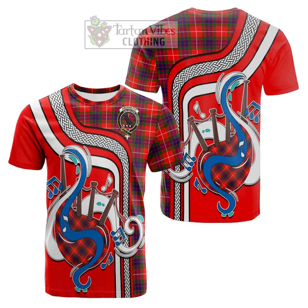 Abernethy Tartan Cotton T-shirt with Epic Bagpipe Style