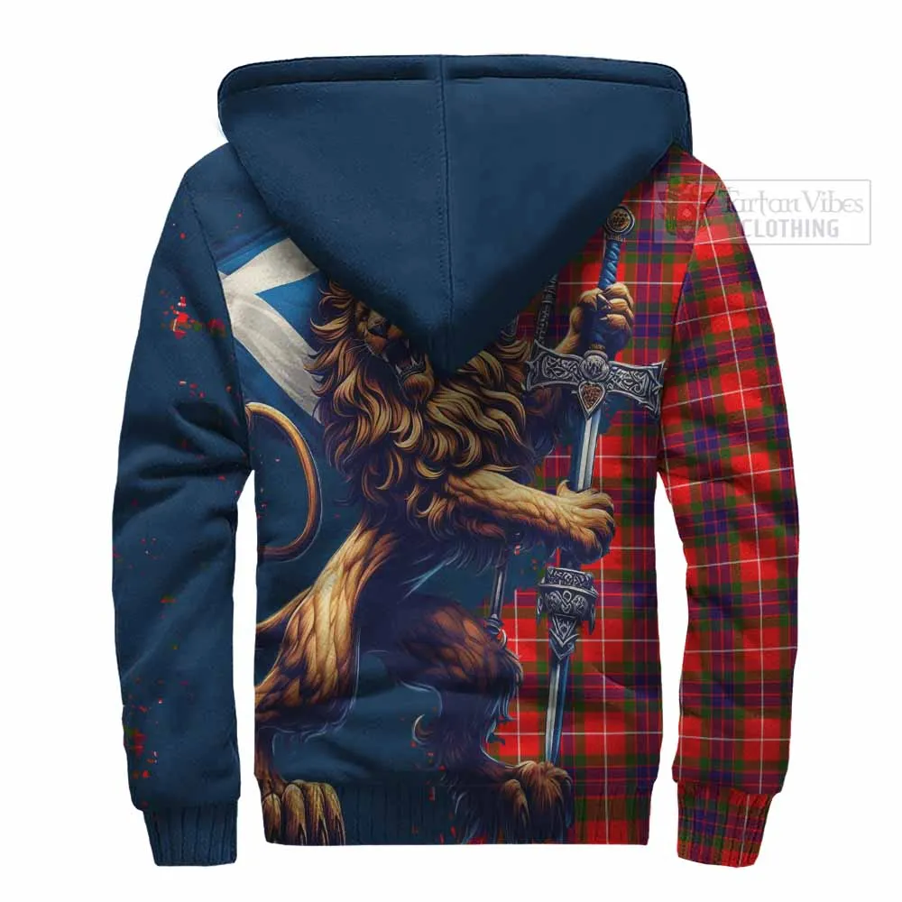 Abernethy Tartan Family Crest Sherpa Hoodie with Scottish Majestic Lion