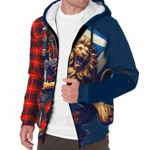 Abernethy Tartan Family Crest Sherpa Hoodie with Scottish Majestic Lion