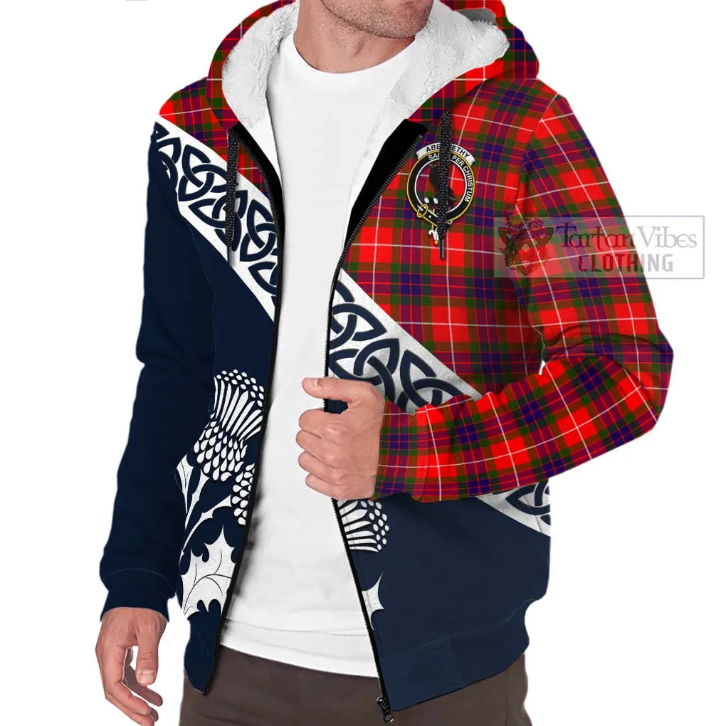 Abernethy Tartan Sherpa Hoodie Featuring Thistle and Scotland Map