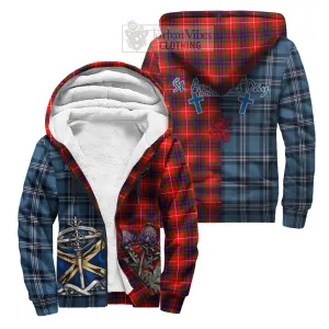 Abernethy Tartan Sherpa Hoodie Happy St. Andrew's Day Half Tartan Style