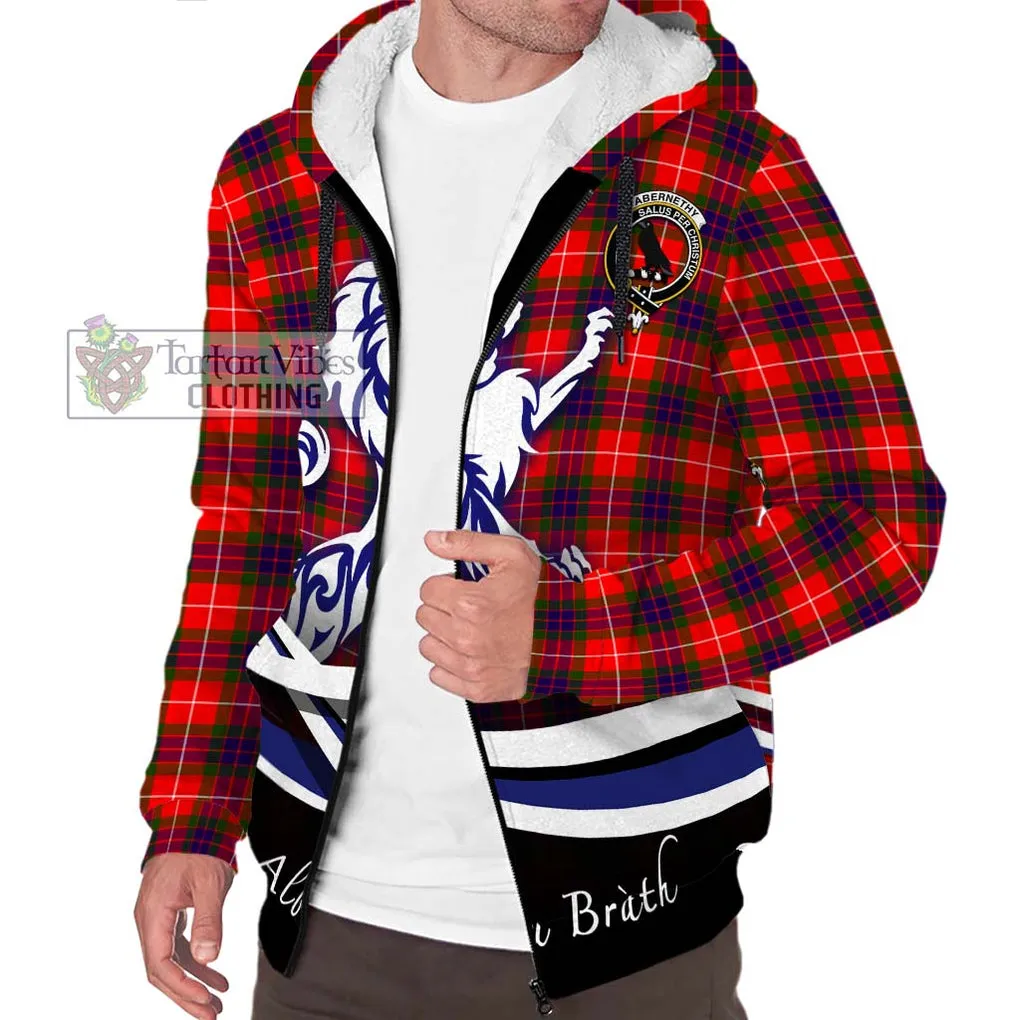 Abernethy Tartan Sherpa Hoodie with Alba Gu Brath Regal Lion Emblem