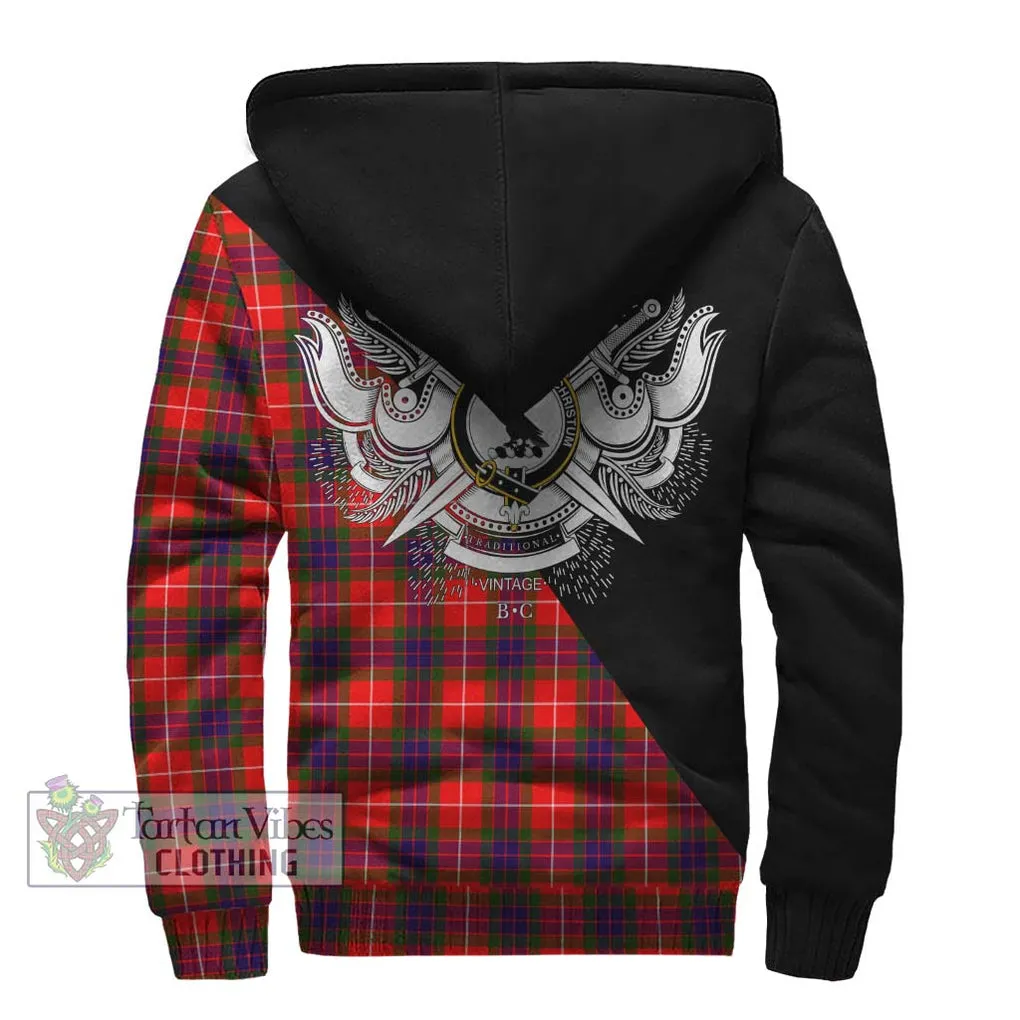 Abernethy Tartan Sherpa Hoodie with Family Crest and Military Logo Style