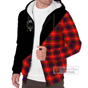 Abernethy Tartan Sherpa Hoodie with Family Crest and Military Logo Style