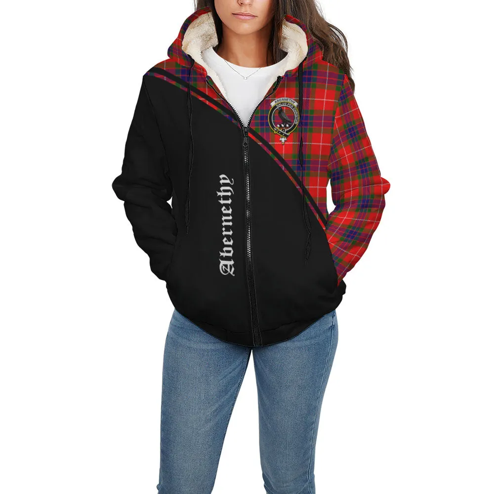 Abernethy Tartan Sherpa Hoodie with Family Crest Curve Style