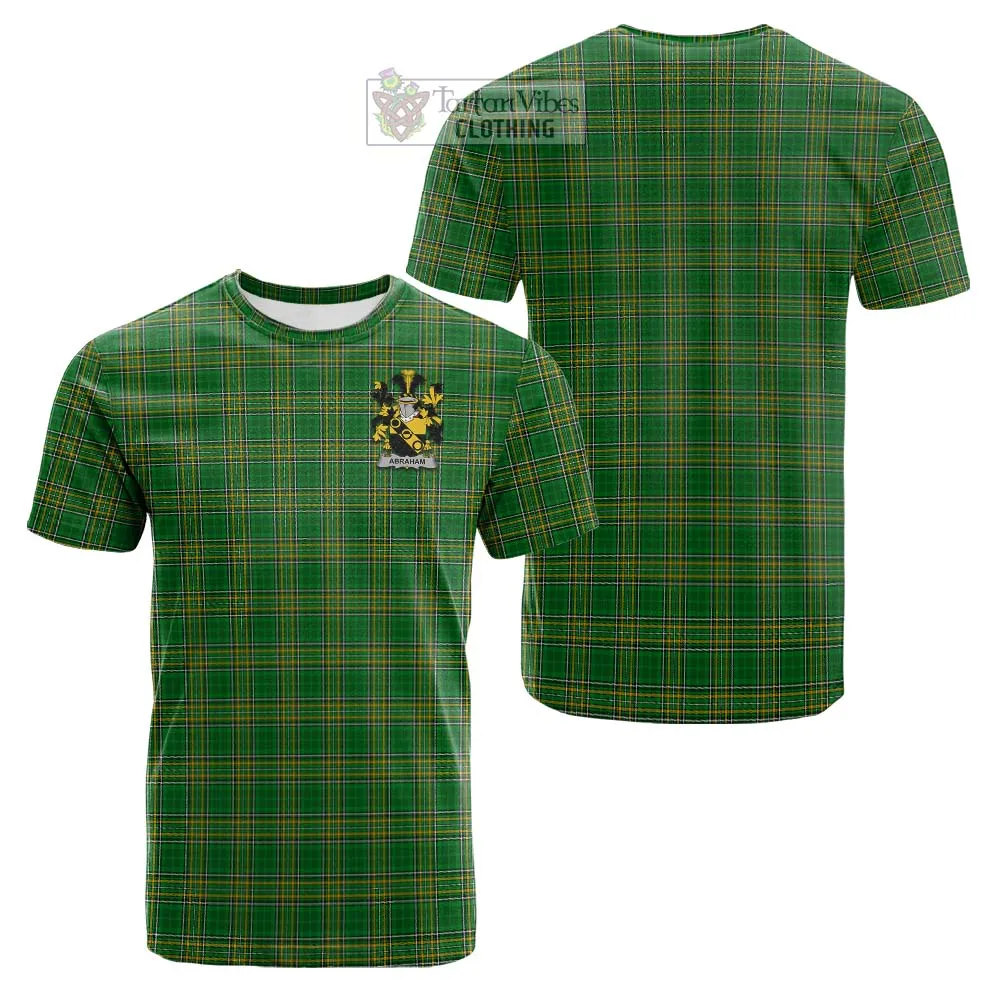 Abraham Irish Clan Tartan Cotton T-shirt with Coat of Arms