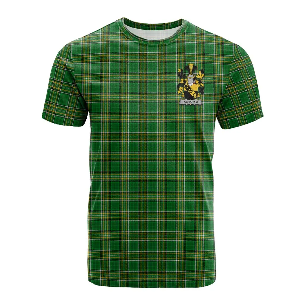 Abraham Irish Clan Tartan Cotton T-shirt with Coat of Arms