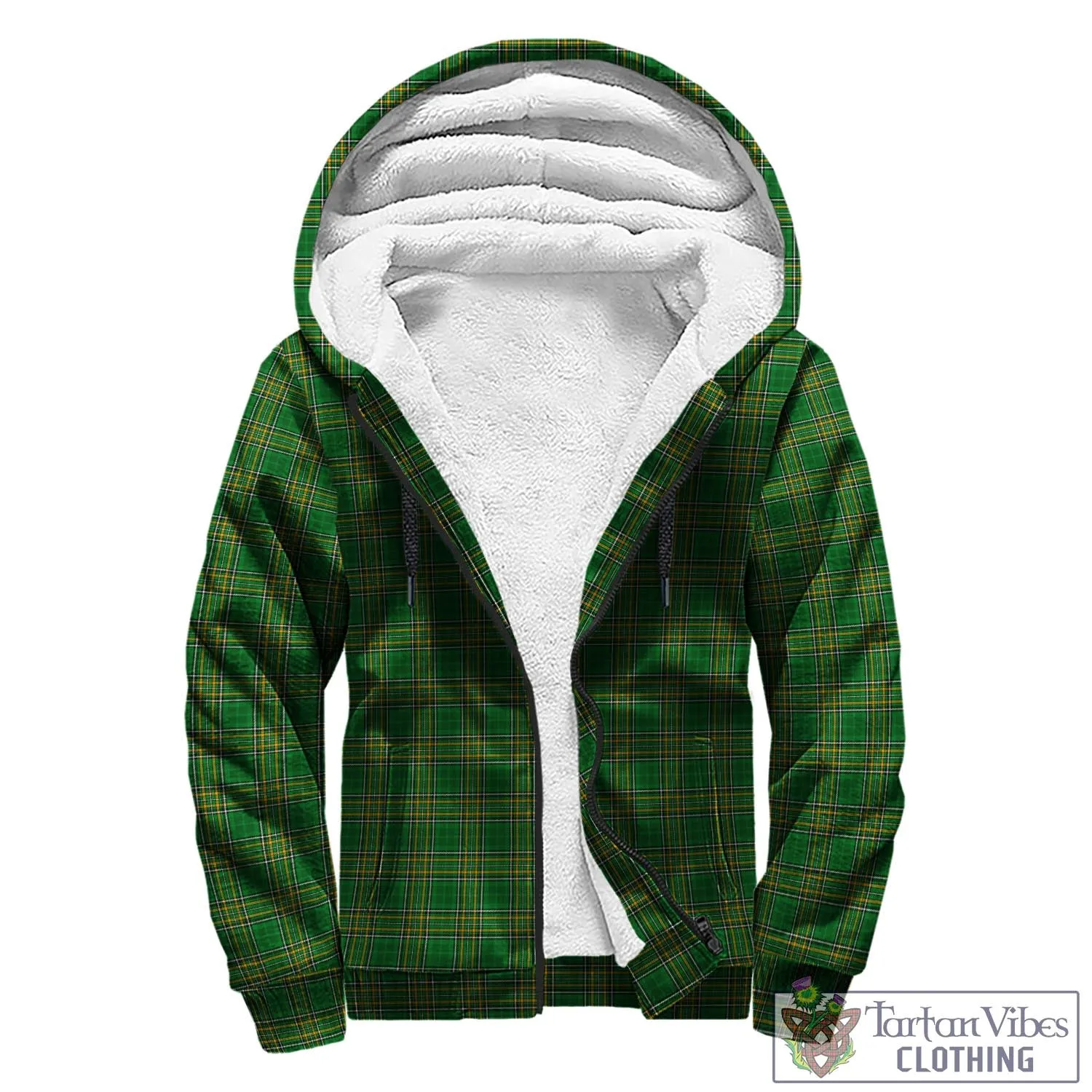 Abraham Irish Clan Tartan Sherpa Hoodie with Coat of Arms