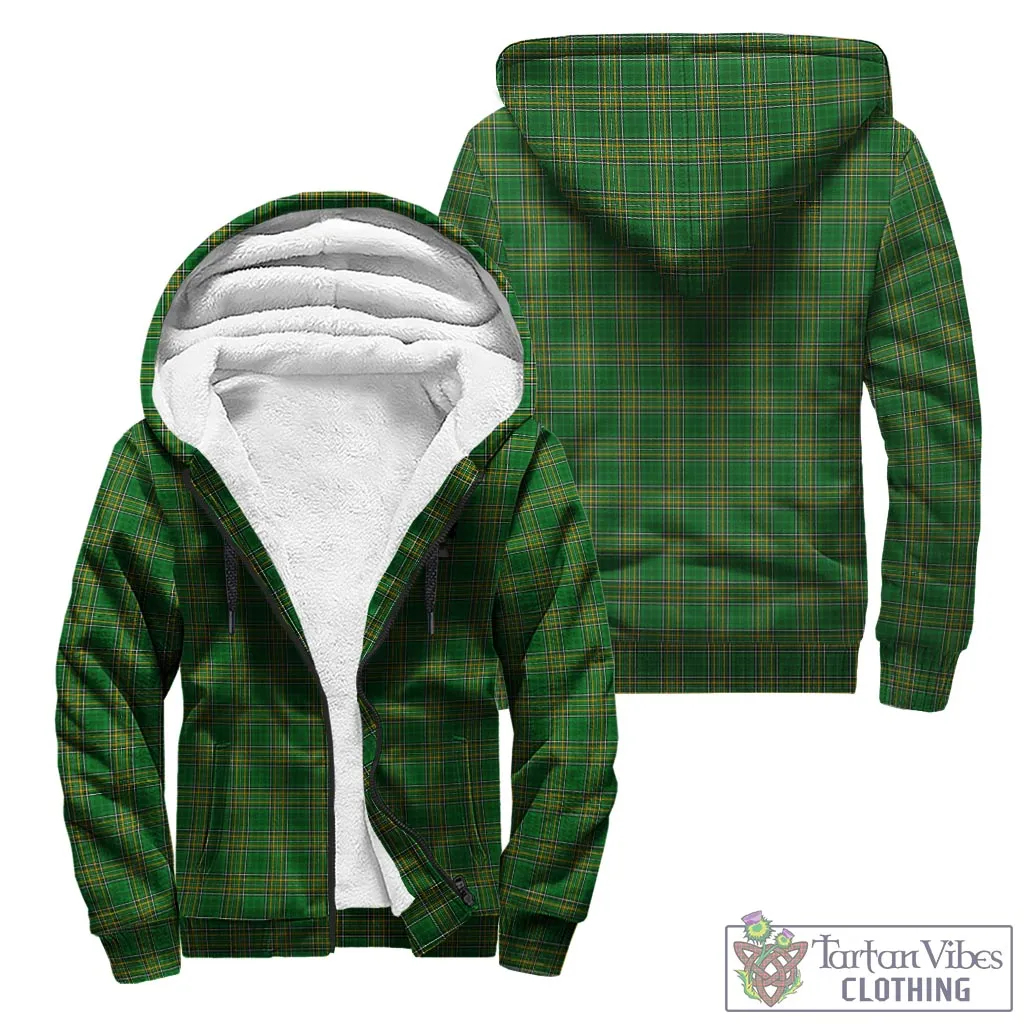 Abraham Irish Clan Tartan Sherpa Hoodie with Coat of Arms