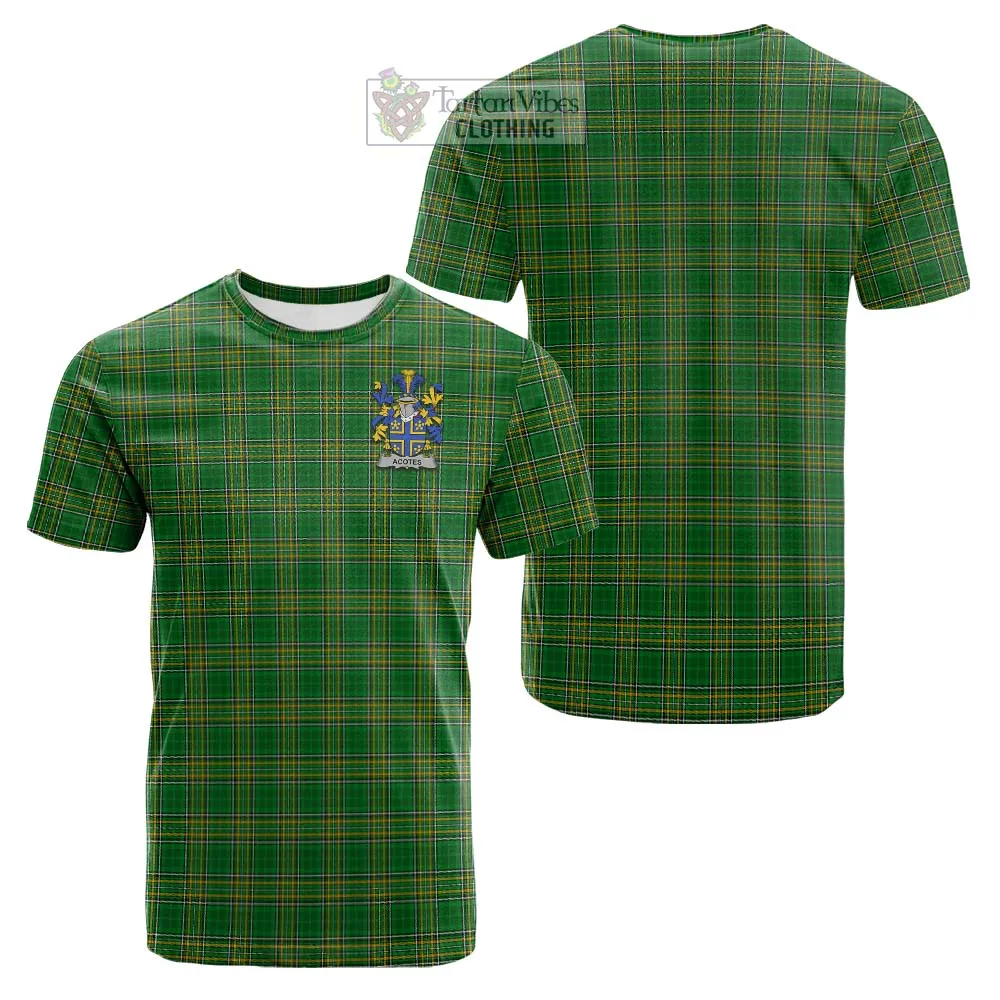 Acotes Irish Clan Tartan Cotton T-shirt with Coat of Arms