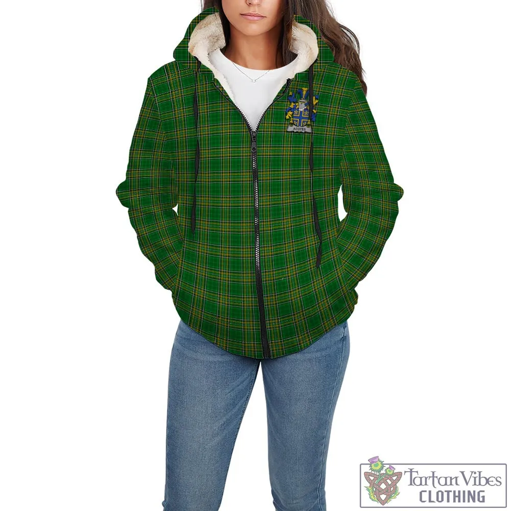 Acotes Irish Clan Tartan Sherpa Hoodie with Coat of Arms