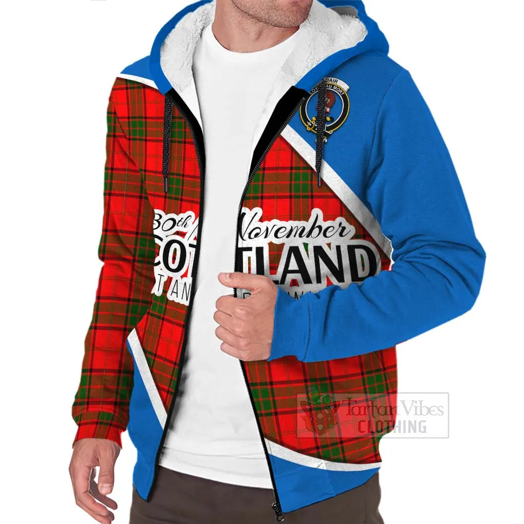 Adair Family Crest Tartan Sherpa Hoodie Celebrate Saint Andrew's Day in Style