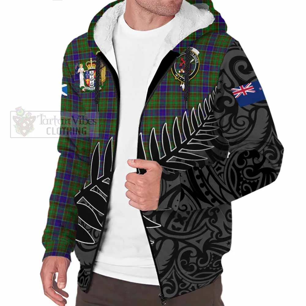 Adam Crest Tartan Sherpa Hoodie with New Zealand Silver Fern Half Style