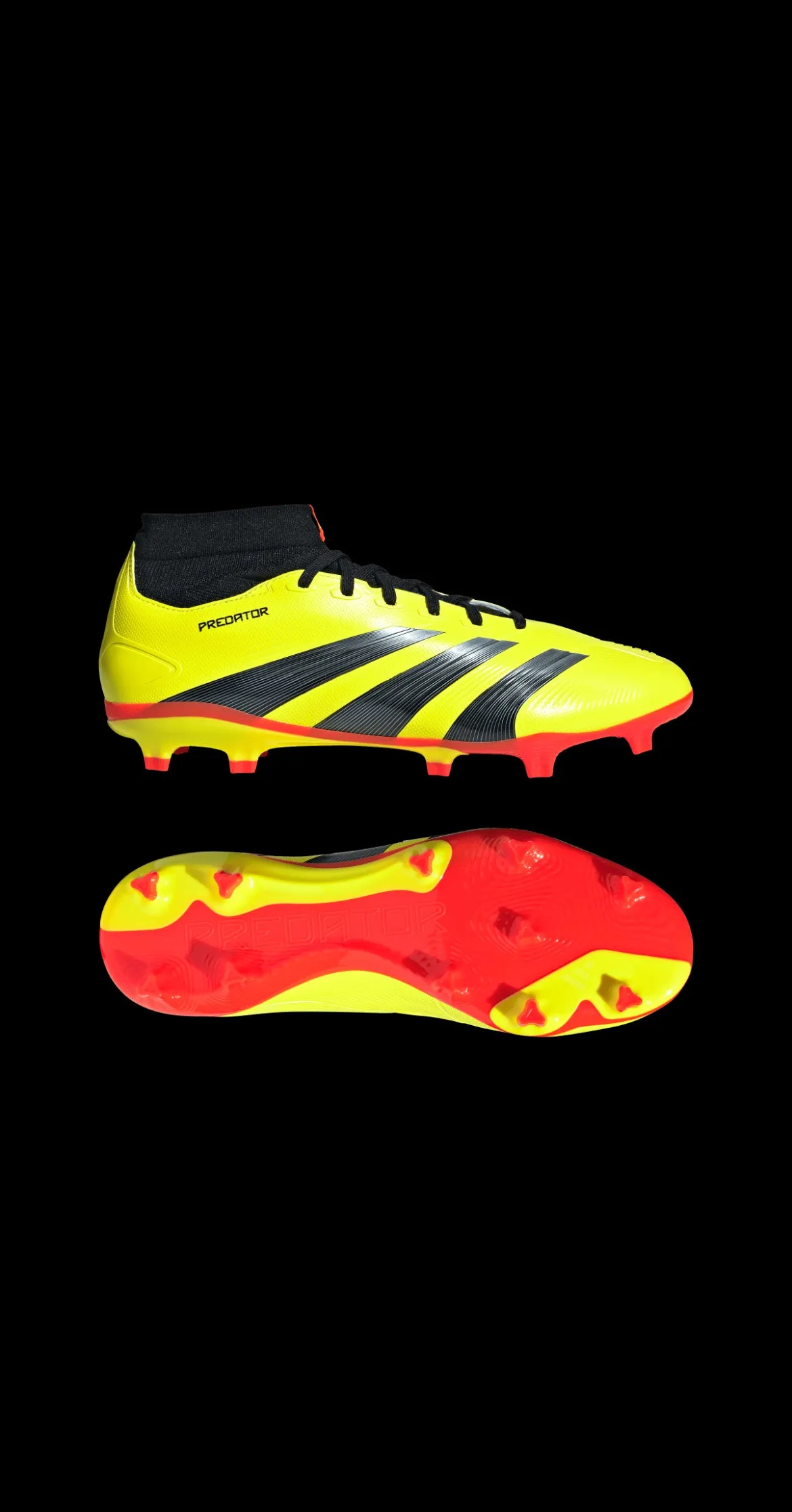 adidas Predator League Sock Firm Ground Adult Soccer Cleat IG7773 Yellow/Black/Solar Red