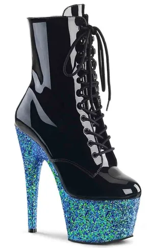 ADORE-1020LG Black Blue Multi Glitter Ankle Boots