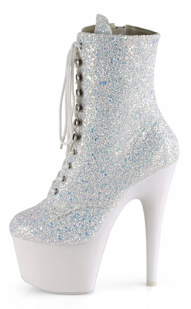 ADORE-1020LG Neon White Multi Glitter Ankle Boots