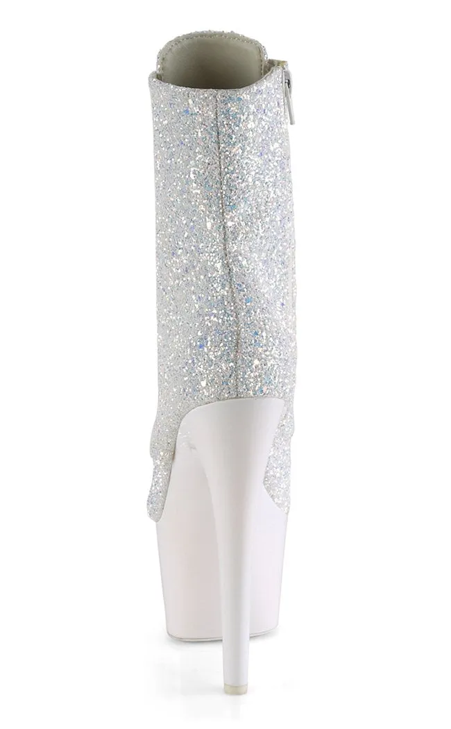 ADORE-1020LG Neon White Multi Glitter Ankle Boots