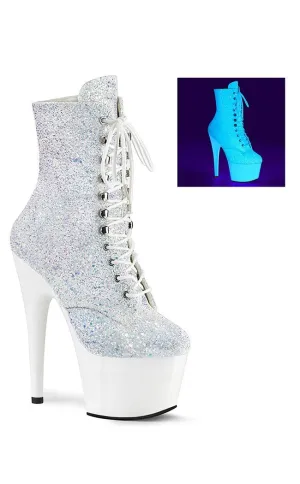 ADORE-1020LG Neon White Multi Glitter Ankle Boots