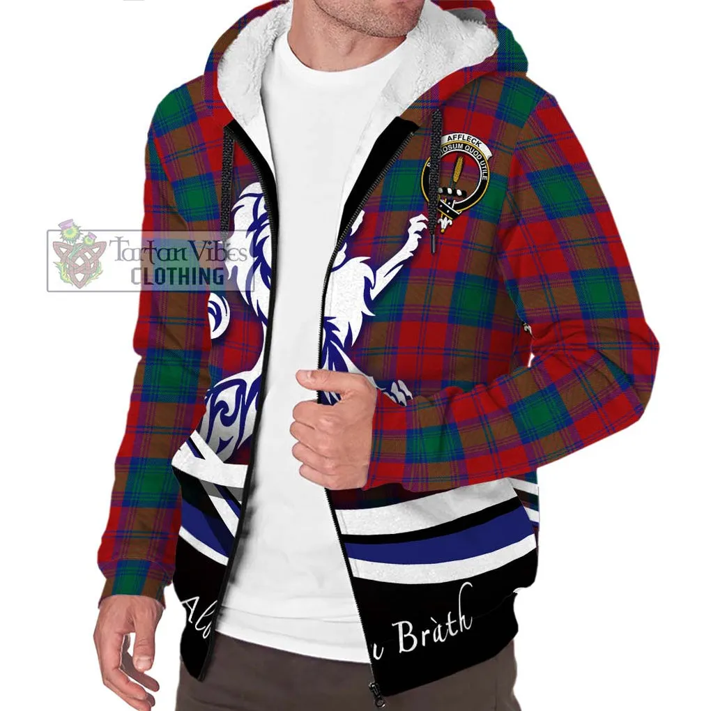 Affleck Tartan Sherpa Hoodie with Alba Gu Brath Regal Lion Emblem