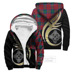 Affleck Tartan Sherpa Hoodie with Family Crest and Celtic Symbol Style