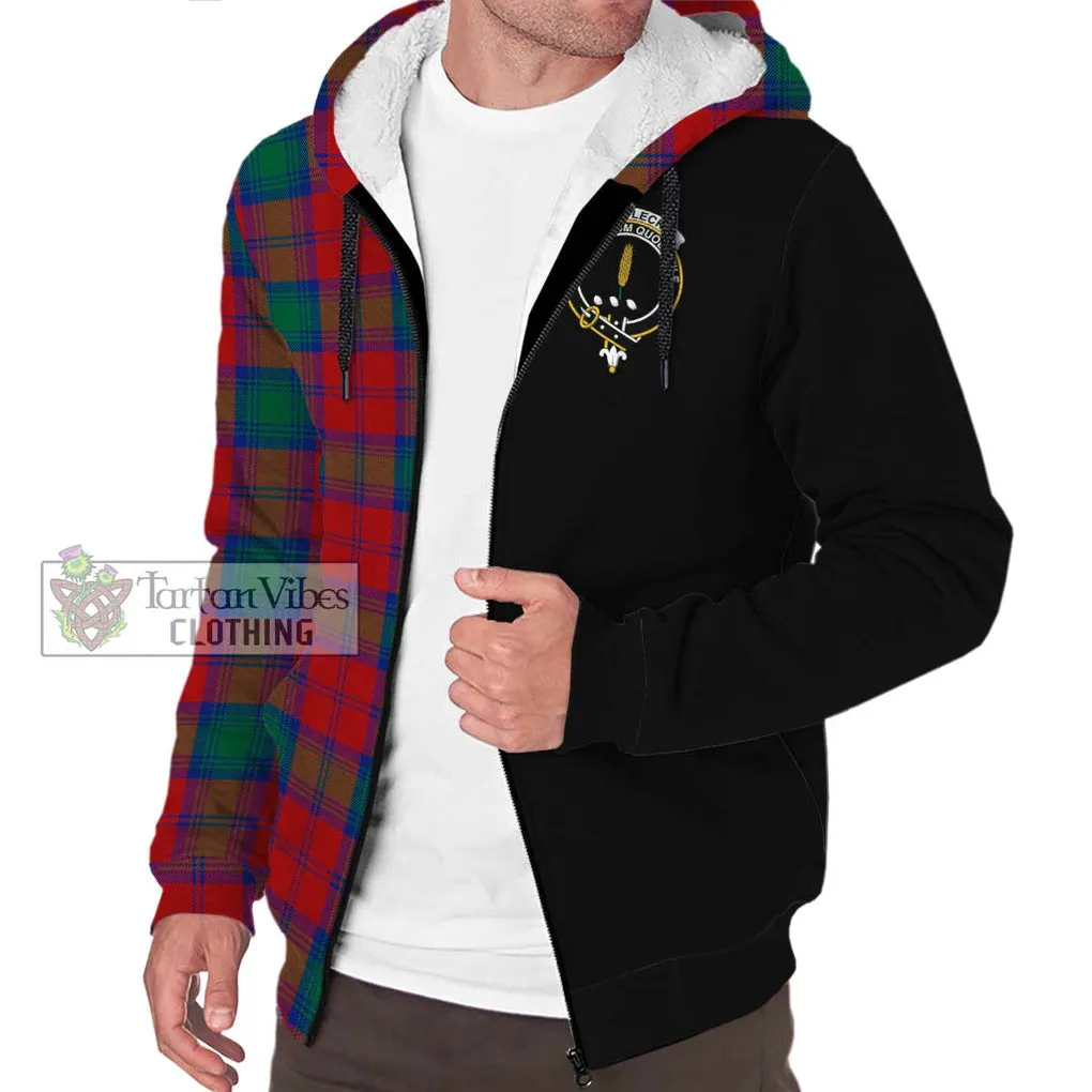 Affleck Tartan Sherpa Hoodie with Family Crest and Half Of Me Style