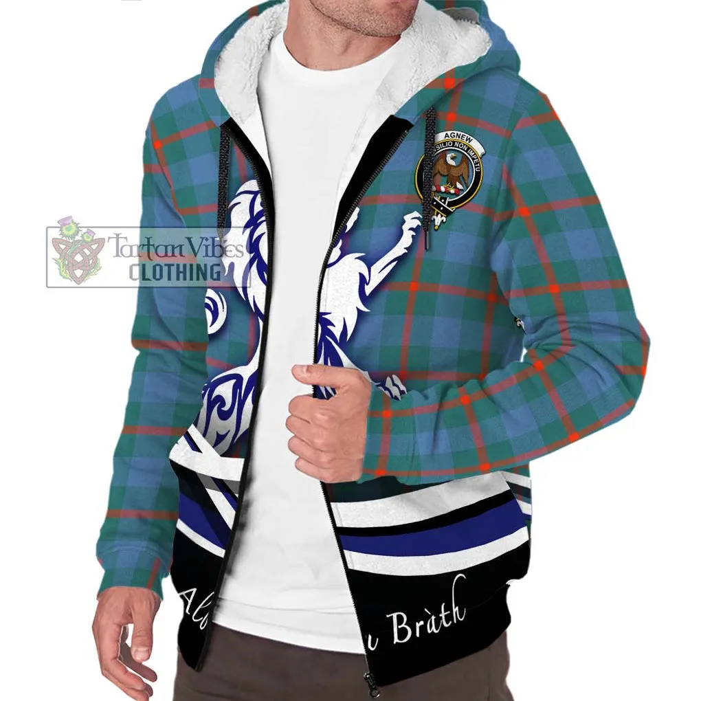 Agnew Ancient Tartan Sherpa Hoodie with Alba Gu Brath Regal Lion Emblem