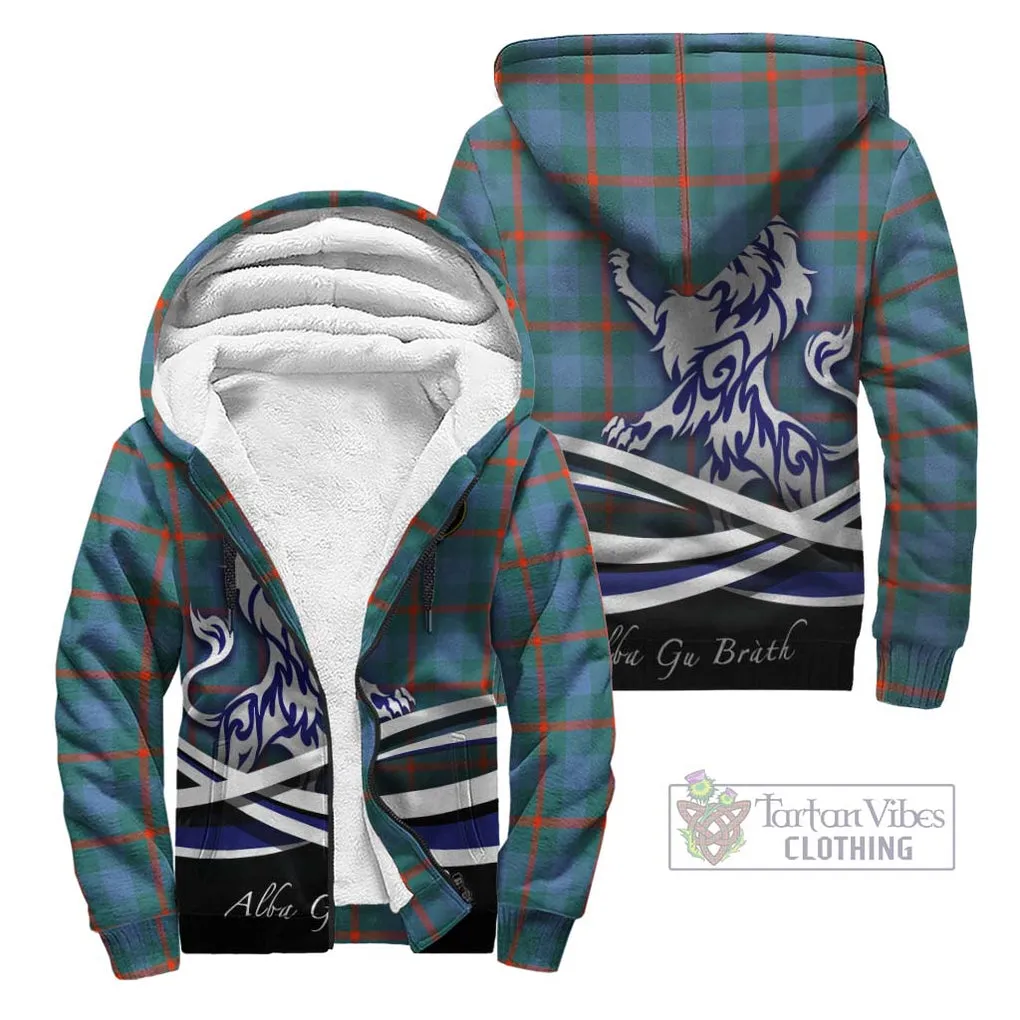 Agnew Ancient Tartan Sherpa Hoodie with Alba Gu Brath Regal Lion Emblem