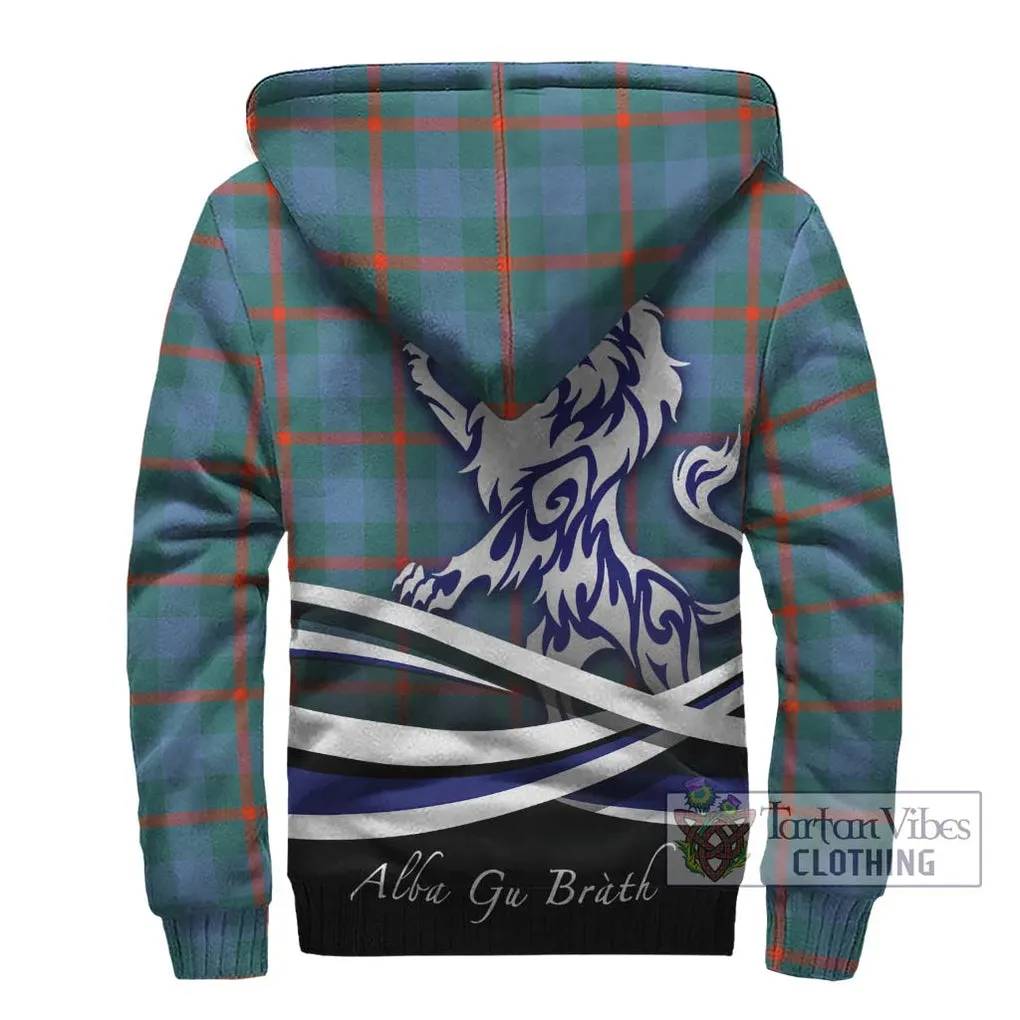 Agnew Ancient Tartan Sherpa Hoodie with Alba Gu Brath Regal Lion Emblem