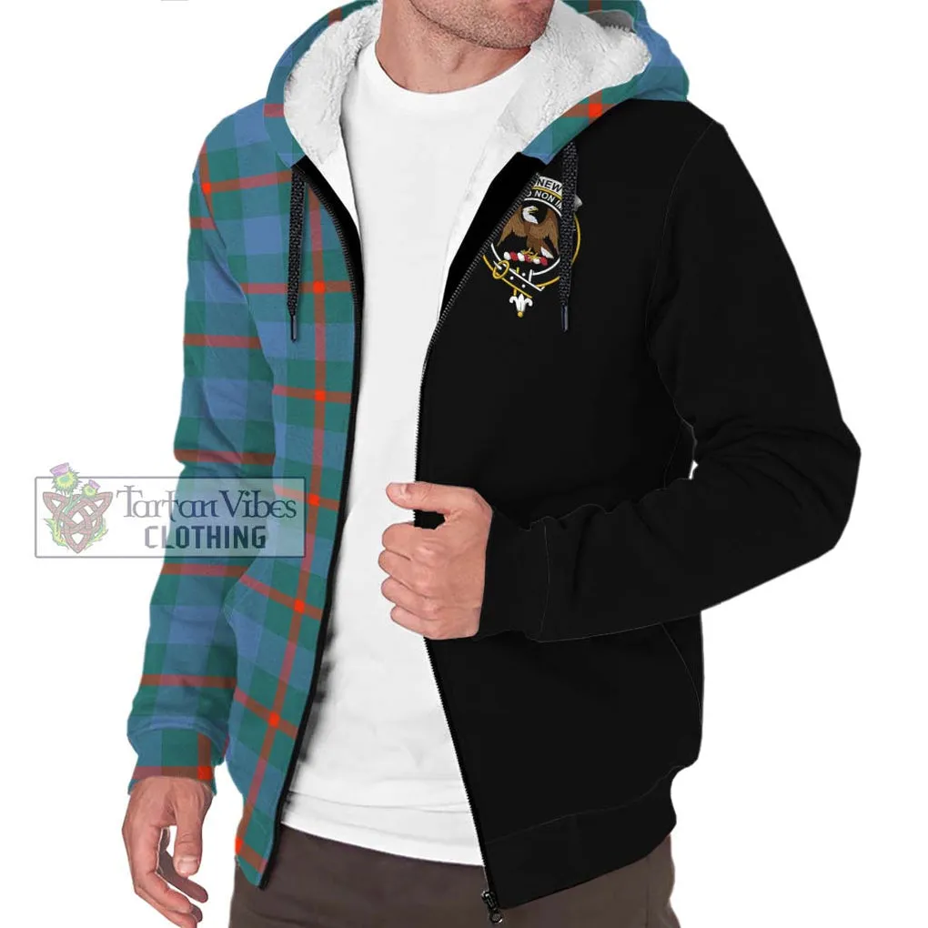 Agnew Ancient Tartan Sherpa Hoodie with Family Crest and Half Of Me Style