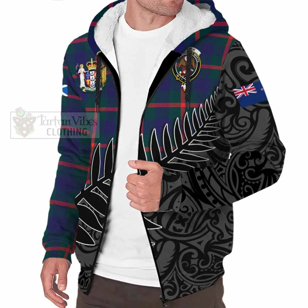 Agnew Crest Tartan Sherpa Hoodie with New Zealand Silver Fern Half Style